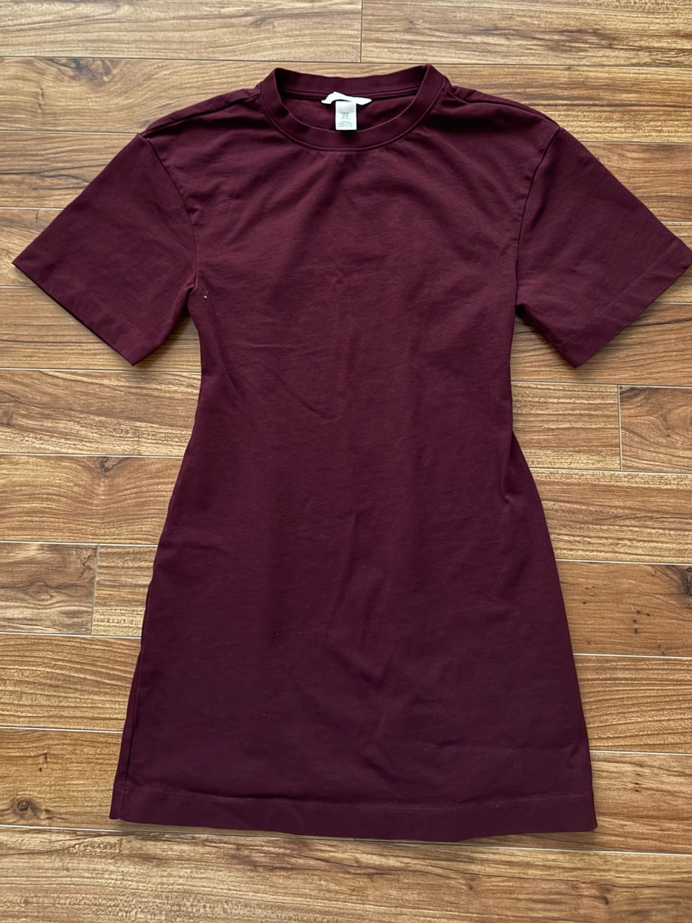 H&M Burgundy Maroon Short Sleeve T-Shirt Dress Size XS